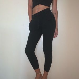 Black Joggers Terry Cloth Drawstring